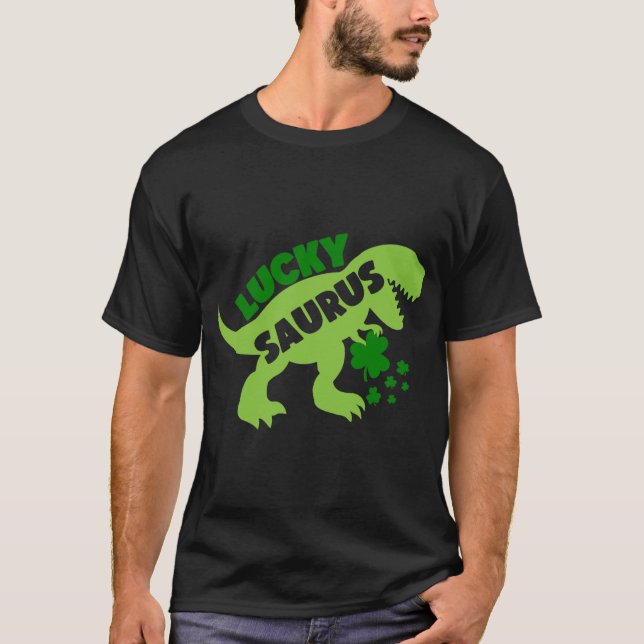 Lucky Saurus – St. Patrick’s Day Dino T-Shirt (Front)
