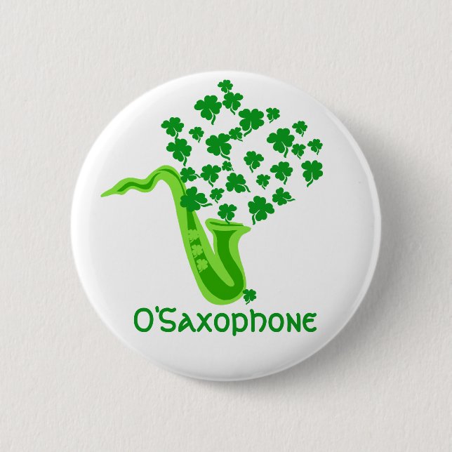 Lucky Saxophone Pinback Button (Front)