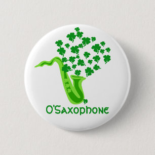 Lucky Saxophone Pinback Button