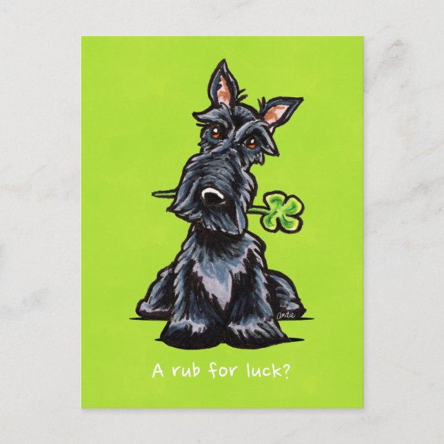 Lucky Scottie Dog Personalized Postcard (Front)