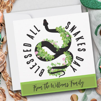 Lucky Serpent Clover All Snakes Day Card by Cosmic_Crow_Designs at Zazzle