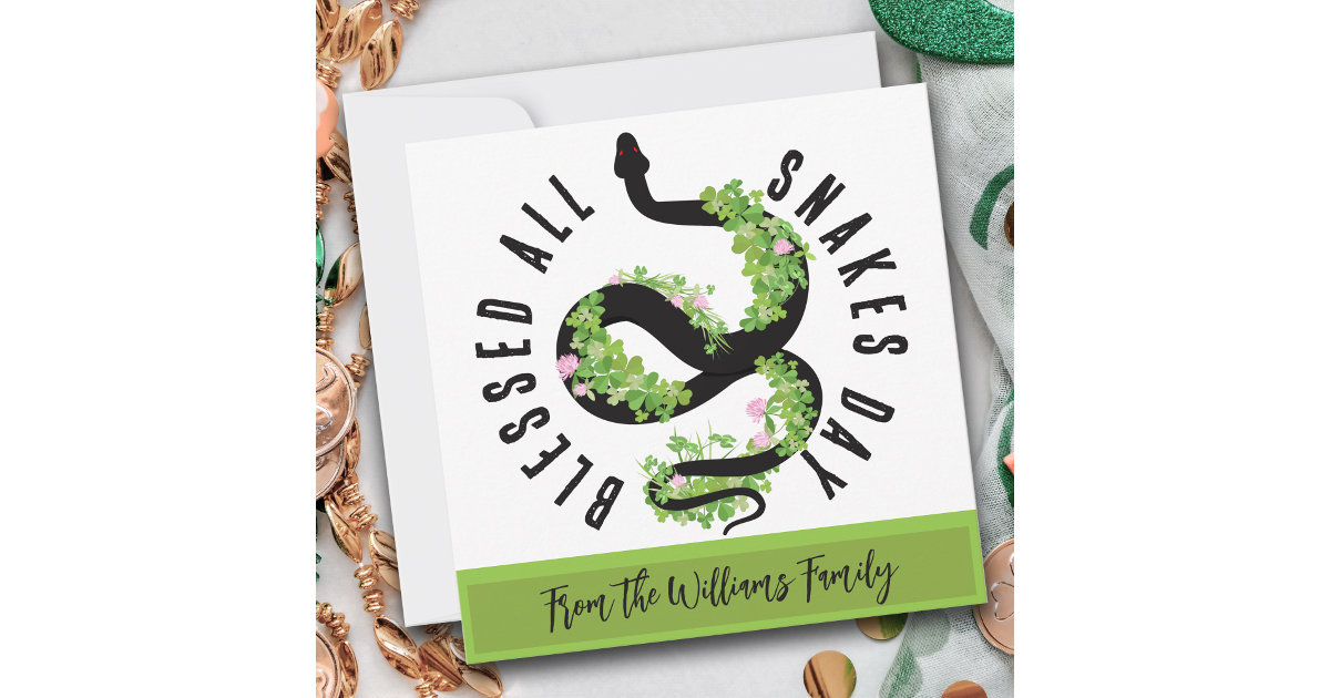 Lucky Serpent Clover All Snakes Day Card | Zazzle