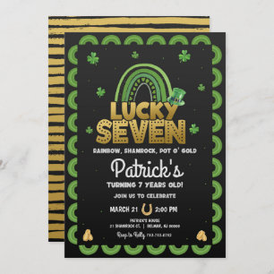 Lucky Seven Birthday Invitation St Patty's Day