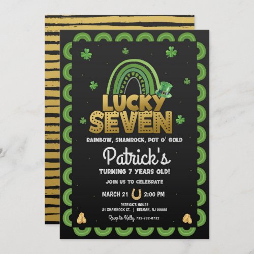 Lucky Seven Birthday Invitation St Pattys Day