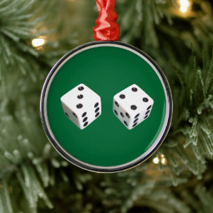 Lucky Seven Dice Roll Metal Ornament