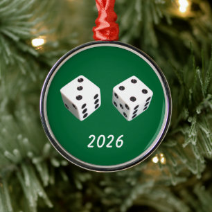 Lucky Seven Dice Roll Metal Ornament