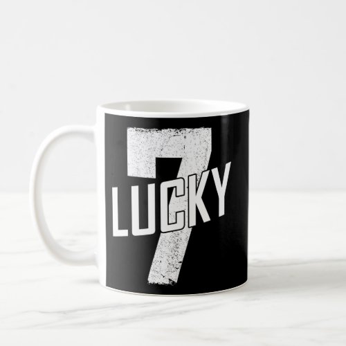 Lucky Seven Distressed In White Lucky Number 7 Coffee Mug