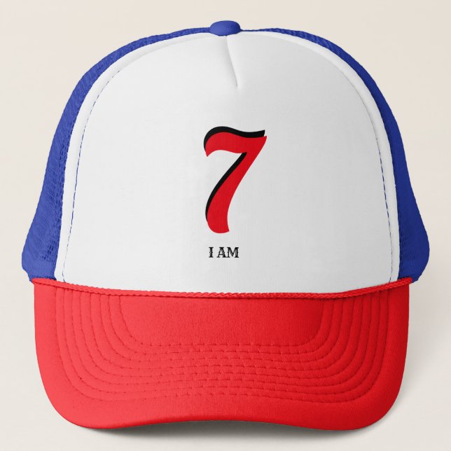 Lucky Seven I Am Trucker Hat (Front)