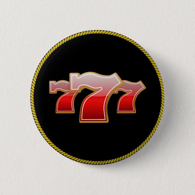 Lucky Seven - Red Sevens on Black Background Button (Front)