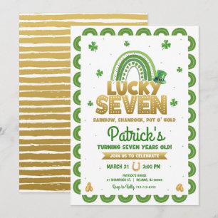 Lucky Seven St. Patrick's Day 7th Birthday Invitation