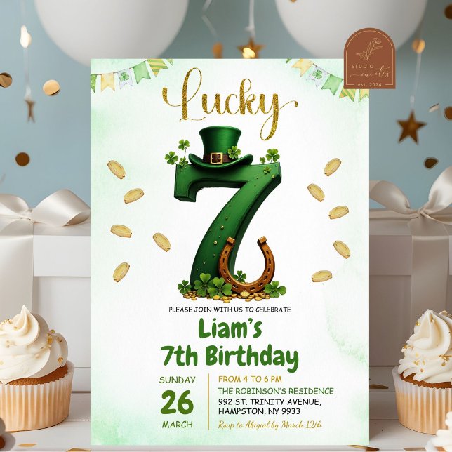 Lucky Seven St Patricks Day Birthday Invitation (Creator Uploaded)
