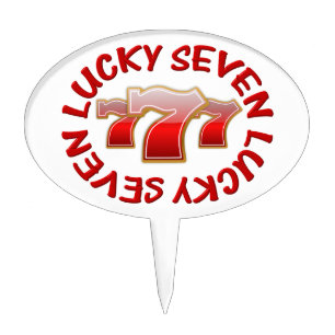 lucky seven text cake topper
