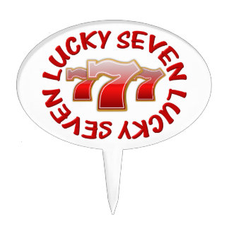 lucky seven text cake topper