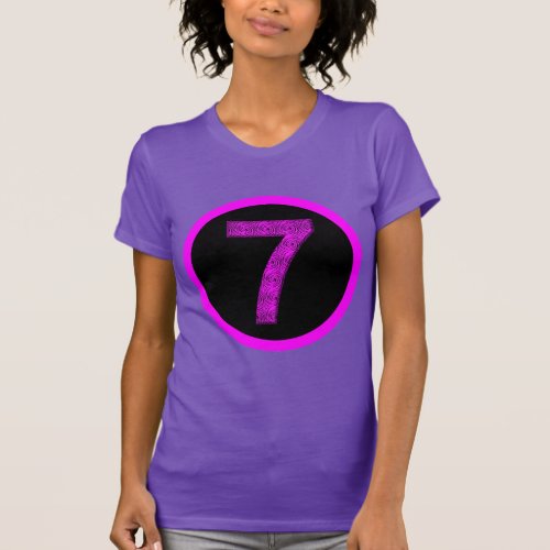 Lucky Seven Vibrational Spirals Magenta Circle T_Shirt