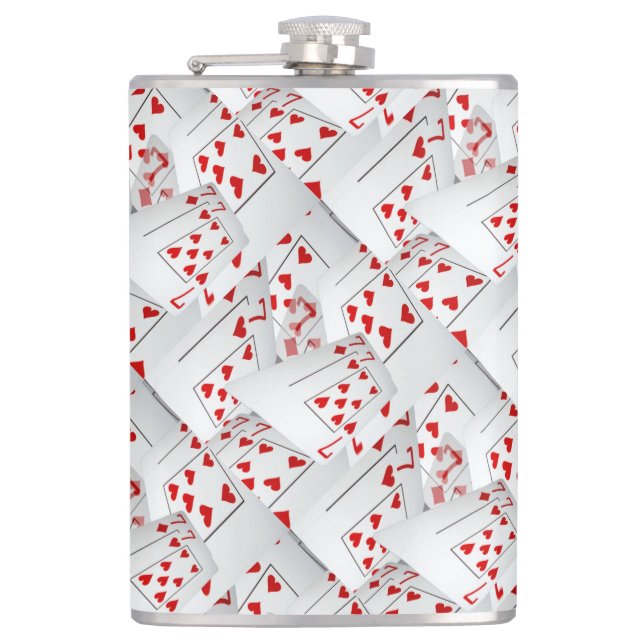 Lucky Sevens Poker Cards,  Flask (Front)