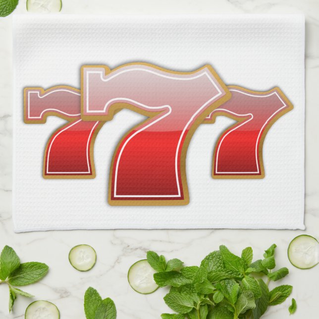 Lucky Sevens - Slot Machine Jackpot Kitchen Towel (Folded)