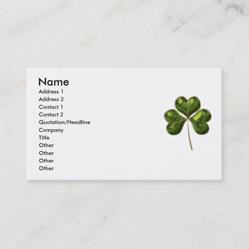 Customizable Lucky Shamrock 1 Business Card Templates