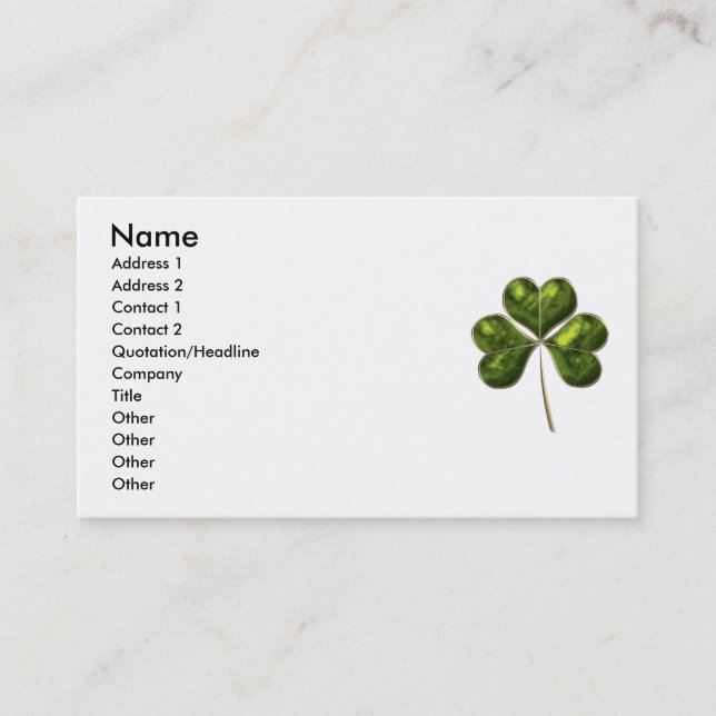 Lucky Shamrock 1 Business Card (Front)