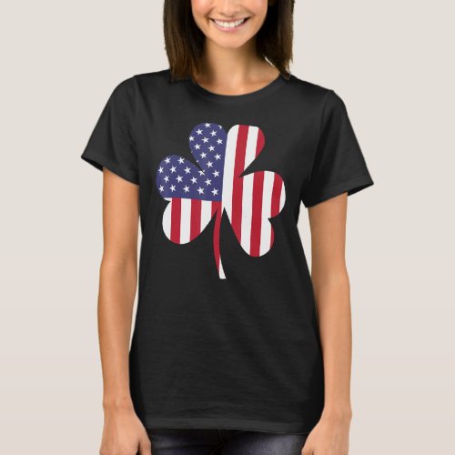 Lucky Shamrock American Flag Vintage St Patricks D T_Shirt