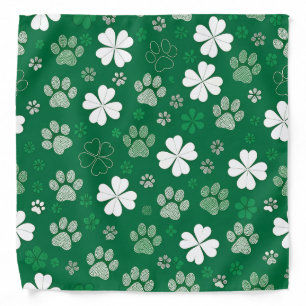 Lucky Shamrock and Paw Print Bandana