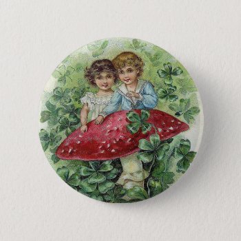 Lucky Shamrock Badge Pinback Button by vintagecreations at Zazzle