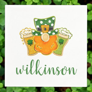 Lucky Shamrock Beers Leprechaun St Patrick's Name Napkins