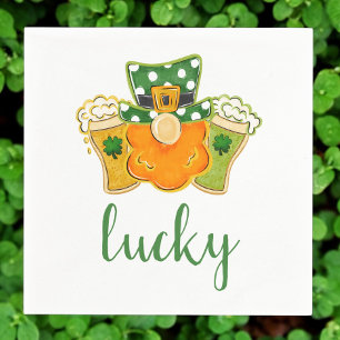 Lucky Shamrock Beers Leprechaun St Patrick's Party Napkins