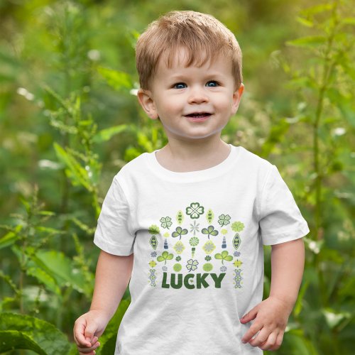 Lucky Shamrock Clover Floral Minimalist Baby T_Shirt