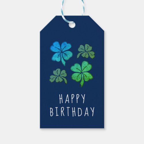 Lucky Shamrock Clover Happy Birthday Gift Tags