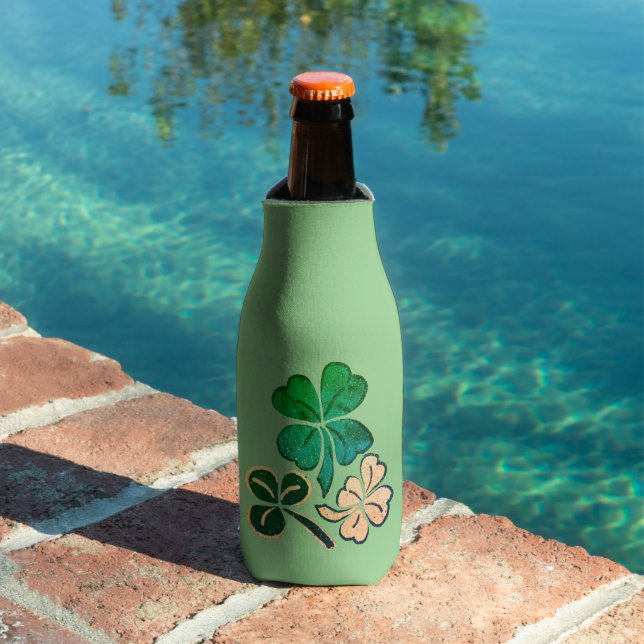 Lucky Shamrock Clover Happy St. Patrick`s day   Bottle Cooler (In Situ Pool)