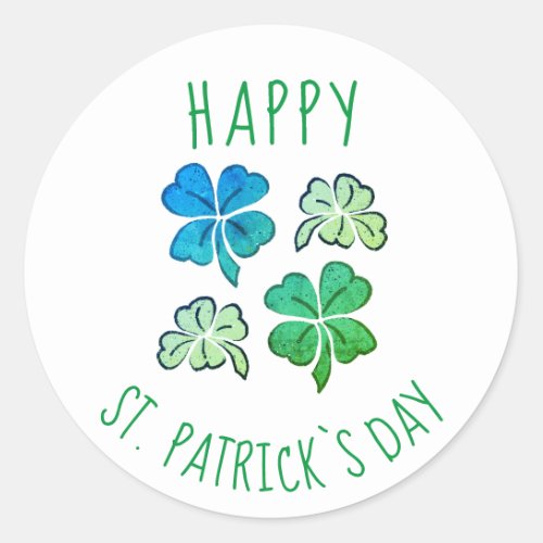 Lucky Shamrock Clover Happy St Patricks day Classic Round Sticker