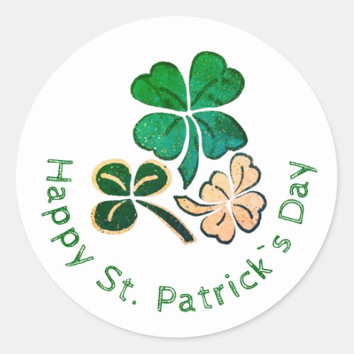 Lucky Shamrock Clover Happy St Patricks day  Classic Round Sticker