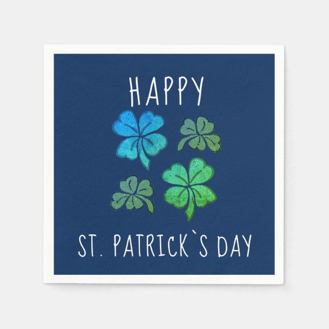 Lucky Shamrock Clover Happy St. Patrick`s day  Napkins (Front)