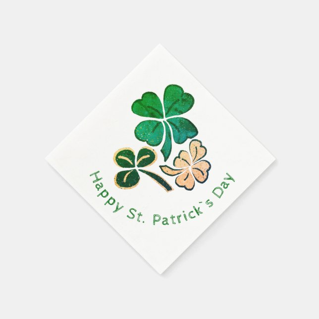 Lucky Shamrock Clover Happy St. Patrick`s day Napkins (Corner)