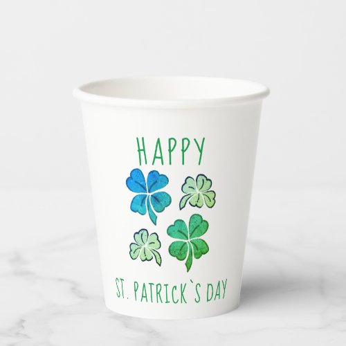 Lucky Shamrock Clover Happy St Patricks day  Paper Cups