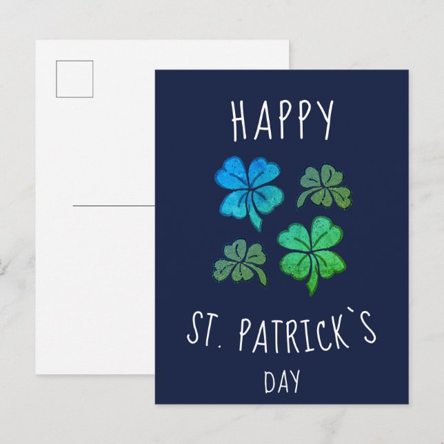Lucky Shamrock Clover Happy St. Patrick`s day Postcard (Front/Back)