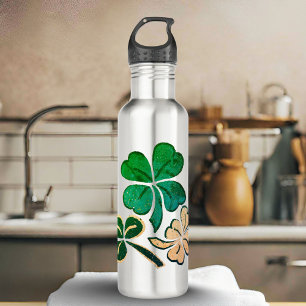 Lucky Shamrock Clover Happy St. Patrick`s day Stainless Steel Water Bottle