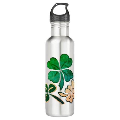 Lucky Shamrock Clover Happy St Patricks day Stainless Steel Water Bottle