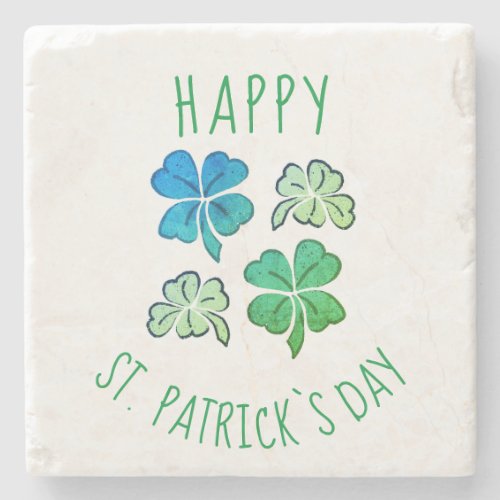 Lucky Shamrock Clover Happy St Patricks day Ston Stone Coaster