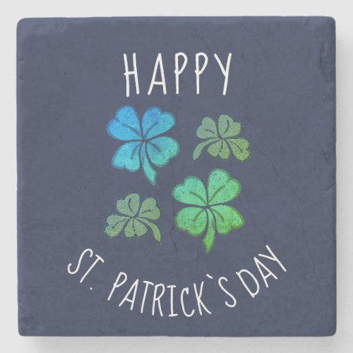 Lucky Shamrock Clover Happy St Patricks day Stone Coaster