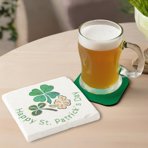 Lucky Shamrock Clover Happy St. Patrick`s day Stone Coaster