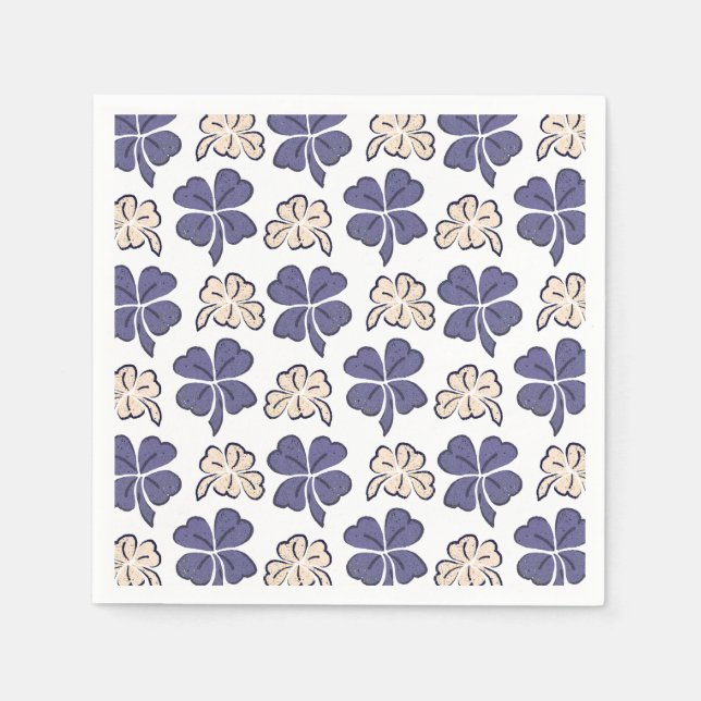 Lucky Shamrock Clover Pattern St. Patrick`s day Napkins (Front)