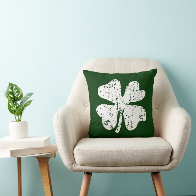 Lucky shamrock clover St Patricks Day throw pillow (Chair)
