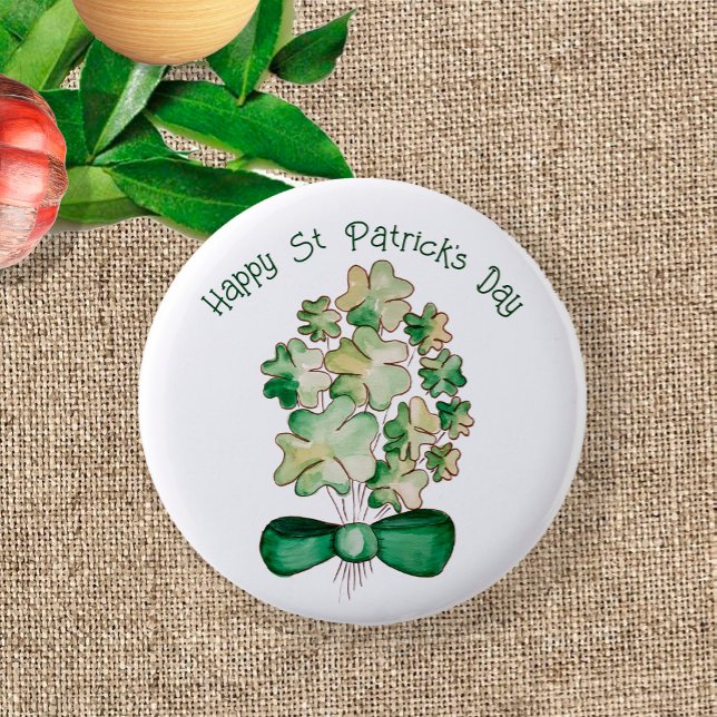 Lucky Shamrock Clover Watercolor Art Button (Creator Uploaded)