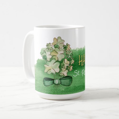 Lucky Shamrock Clover Watercolor Coffee Mug