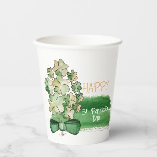 Lucky Shamrock Clover Watercolor Coffee Mug Paper Cups