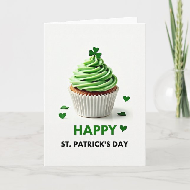 Lucky Shamrock Cupcake Card (Front)