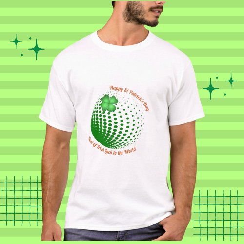 Lucky Shamrock Custom Typography Graphic Green  T_Shirt