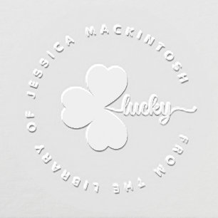 Lucky Shamrock Eleagnt Custom Name Library Book Embosser