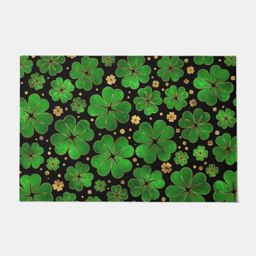 Lucky Shamrock Four_leaf Clover Pattern Doormat